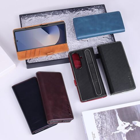 VISOUL Flip Phone Cover for Samsung Galaxy Z Fold 7 Wallet Case with Card Holder, Genuine Leather Magnetic Folio Case with Kickstand Magnetic Closure for Galaxy Z Fold7(8.0")-Coffee in Kuwait