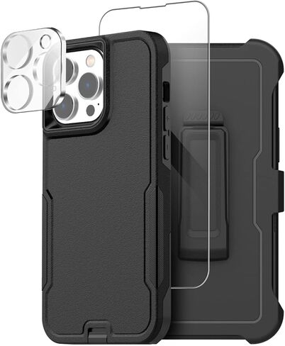حافظة AICase لهاتف iPhone 14 Pro Max مع واقي شاشة زجاجي + عدسة كاميرا، حماية شديدة التحمل من السقوط لكامل الجسم، غطاء حماية عسكري متين مقاوم للصدمات لهاتف iPhone 14 Pro Max 6.7"_15 in Kuwait