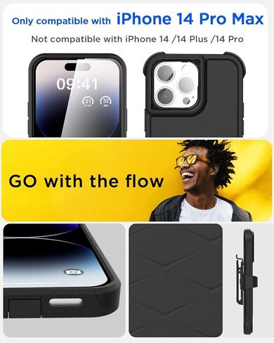 حافظة AICase لهاتف iPhone 14 Pro Max مع واقي شاشة زجاجي + عدسة كاميرا، حماية شديدة التحمل من السقوط لكامل الجسم، غطاء حماية عسكري متين مقاوم للصدمات لهاتف iPhone 14 Pro Max 6.7"_15 in Kuwait