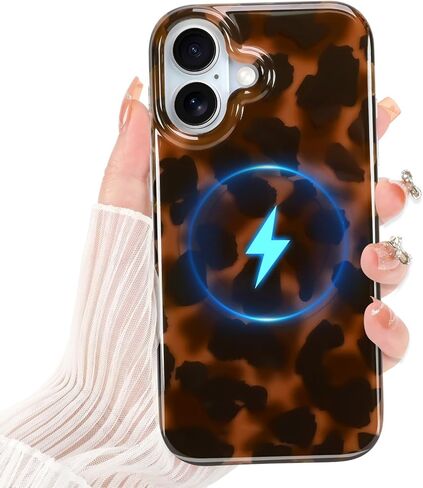 حافظة مغناطيسية لهاتف iPhone 17 Pro Max، متوافقة مع MagSafe، حافظة TPU عصرية فاخرة بطباعة جلد السلحفاة للنساء والرجال، حافظة رفيعة جمالية ناعمة مقاومة للخدش لحماية الكاميرا بالكامل، بني in Kuwait