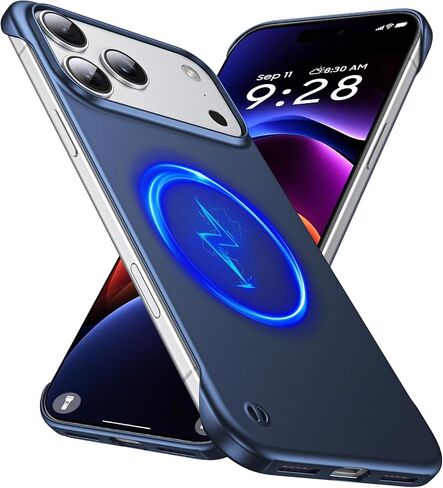 جراب GRECAZO مغناطيسي رفيع للغاية مصمم لهاتف iPhone 17 Pro Max بدون إطار مقاس 6.9 بوصة [متوافق مع MagSafe] غطاء صلب غير لامع خفيف الوزن وخفيف الوزن واقٍ بدون حدود - أزرق داكن in Kuwait