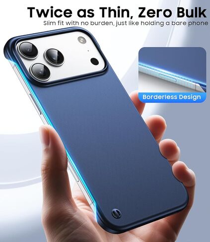 جراب GRECAZO مغناطيسي رفيع للغاية مصمم لهاتف iPhone 17 Pro Max بدون إطار مقاس 6.9 بوصة [متوافق مع MagSafe] غطاء صلب غير لامع خفيف الوزن وخفيف الوزن واقٍ بدون حدود - أزرق داكن in Kuwait