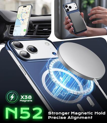 جراب GRECAZO مغناطيسي رفيع للغاية مصمم لهاتف iPhone 17 Pro Max بدون إطار مقاس 6.9 بوصة [متوافق مع MagSafe] غطاء صلب غير لامع خفيف الوزن وخفيف الوزن واقٍ بدون حدود - أزرق داكن in Kuwait