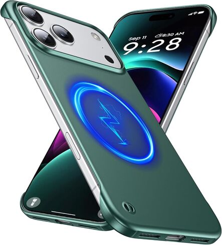 جراب GRECAZO مغناطيسي رفيع للغاية مصمم لهاتف iPhone 17 Pro Max بدون إطار مقاس 6.9 بوصة [متوافق مع MagSafe] غطاء صلب غير لامع خفيف الوزن وخفيف الوزن واقٍ بدون حدود - أزرق داكن in Kuwait
