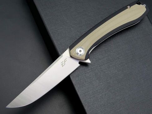 سكين Eafengrow EF947 EDC D2 قابل للطي، مجلد محمل كروي بمقبض G10 مع بطانة قفل EDC سكين زعنفة مع جيب للتخييم والمشي لمسافات طويلة وأداة البقاء في الهواء الطلق (الصحراء) in Kuwait