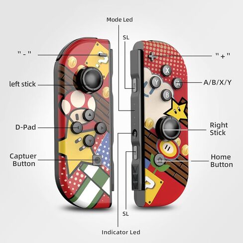 وحدة تحكم DYONDER Joypad، عصا تحكم متوافقة مع Switch/Lite/OLED، استبدال لاسلكي لمفتاح Joypad، تدعم الاهتزاز المزدوج/وظيفة الاستيقاظ/التحكم في الحركة (أحمر) in Kuwait