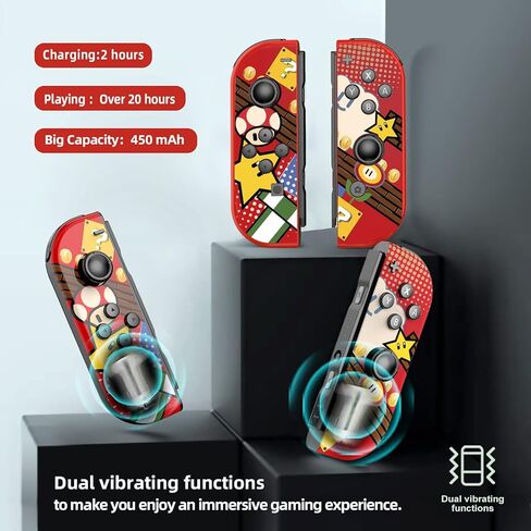وحدة تحكم DYONDER Joypad، عصا تحكم متوافقة مع Switch/Lite/OLED، استبدال لاسلكي لمفتاح Joypad، تدعم الاهتزاز المزدوج/وظيفة الاستيقاظ/التحكم في الحركة (أحمر) in Kuwait