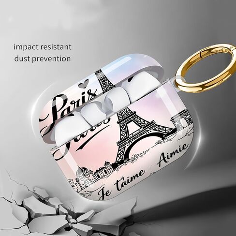 Compatible for AirPod Pro 3 Case 2025, Cute Protective Hard Cover, Stylish Design Shockproof Case for Women & Girls with Keychain for AirPod Pro 3 Generation,Paris Eiffel Tower Love Romantic in Saudi Arabia