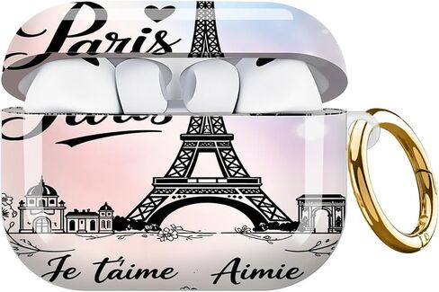 Compatible for AirPod Pro 3 Case 2025, Cute Protective Hard Cover, Stylish Design Shockproof Case for Women & Girls with Keychain for AirPod Pro 3 Generation,Paris Eiffel Tower Love Romantic in Saudi Arabia