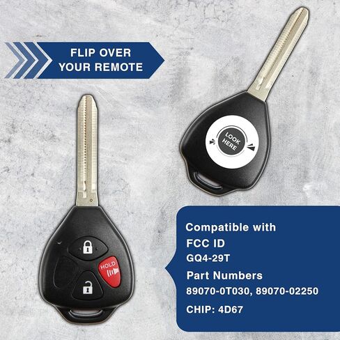KeylessOption Keyless Entry Remote Car Key Fob Control 3-Button Replacement for 2008 2009 2010 2011 2012 2013 Pontiac Vibe Toyota Corolla Matrix Venza (GQ4-29T, 4D-67 CHIP) in Saudi Arabia