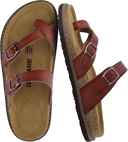 CUSHIONAIRE Pluto Cork Footbed Summer Sandals for Women 2025 Comfortable Slides with Adjustable Buckles, Toe Loop & Stitched Design – Stylish Slip On Women Footwear in Saudi Arabia
