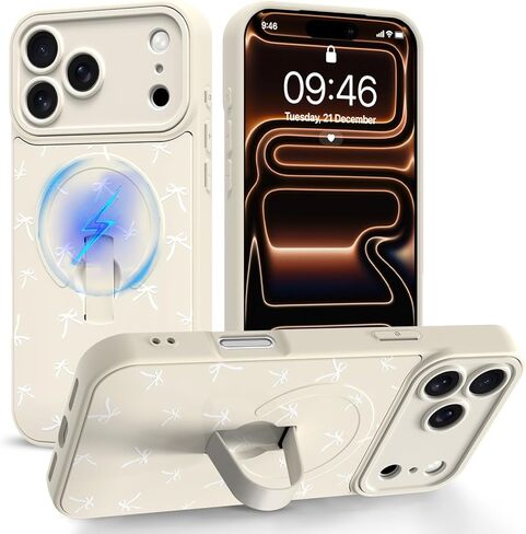 حافظة مغناطيسية لهاتف iPhone 17 Pro Max مع حامل حزام الإصبع، متوافقة مع Magsafe، حافظة هاتف بقرة حليب مضحكة عصرية للنساء والرجال، غطاء نحيف مقاوم للصدمات لهاتف 17 Pro Max، بقرة حليب in Kuwait