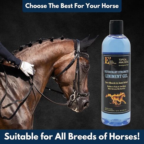 E3 Veterinary Strength Liniment Gel for Sore Muscle & Joint Relief - Reduces Pain & Swelling - Horse Liniment for Humans & Pets - Arthritis Aid - Non-Greasy Herbal Formula- Topical Analgesic in Kuwait