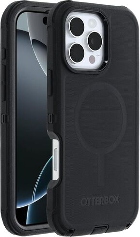 حافظة OtterBox Defender Series MagSafe لهاتف iPhone 16 Pro Max، مقاومة للصدمات، مقاومة للسقوط، متينة للغاية، حافظة واقية، تم اختبارها 7X وفقًا للمعايير العسكرية، أسود، عبوة غير مخصصة للبيع بالتجزئة in Kuwait