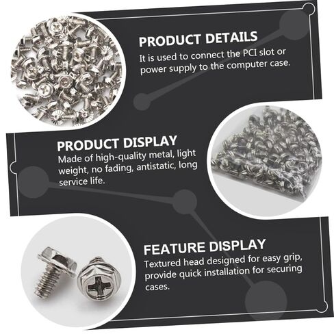 VALICLUD 100pcs Silver Pci Slot Computer Case Screws Fasteners for Power Supply and Hardware Assembly, Round Head Replacement Thumbscrews for Gaming and Desktop PC Maintenance in Kuwait