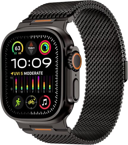 حلقة ميلانو متوافقة مع Apple Watch Ultra 3/2/1 Band 49mm 46mm 45mm 44mm 42mm، أشرطة مغناطيسية من الفولاذ المقاوم للصدأ لـ iWatch Ultra SE 3/2/1 Series 11 10 9 8 7 6 5 4 3 2 1 للرجال، تيتانيوم in Kuwait