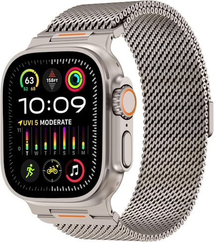 حلقة ميلانو متوافقة مع Apple Watch Ultra 3/2/1 Band 49mm 46mm 45mm 44mm 42mm، أشرطة مغناطيسية من الفولاذ المقاوم للصدأ لـ iWatch Ultra SE 3/2/1 Series 11 10 9 8 7 6 5 4 3 2 1 للرجال، تيتانيوم in Kuwait