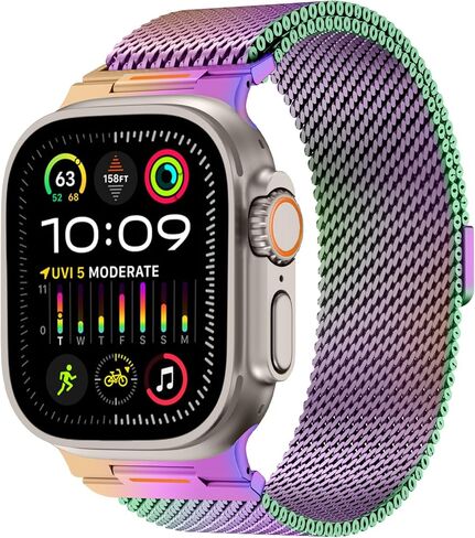 حلقة ميلانو متوافقة مع Apple Watch Ultra 3/2/1 Band 49mm 46mm 45mm 44mm 42mm، أشرطة مغناطيسية من الفولاذ المقاوم للصدأ لـ iWatch Ultra SE 3/2/1 Series 11 10 9 8 7 6 5 4 3 2 1 للرجال، تيتانيوم in Kuwait