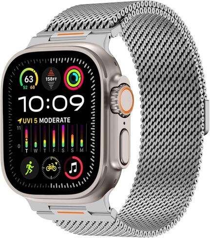 حلقة ميلانو متوافقة مع Apple Watch Ultra 3/2/1 Band 49mm 46mm 45mm 44mm 42mm، أشرطة مغناطيسية من الفولاذ المقاوم للصدأ لـ iWatch Ultra SE 3/2/1 Series 11 10 9 8 7 6 5 4 3 2 1 للرجال، تيتانيوم in Kuwait