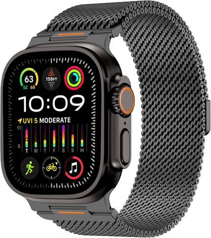حلقة ميلانو متوافقة مع Apple Watch Ultra 3/2/1 Band 49mm 46mm 45mm 44mm 42mm، أشرطة مغناطيسية من الفولاذ المقاوم للصدأ لـ iWatch Ultra SE 3/2/1 Series 11 10 9 8 7 6 5 4 3 2 1 للرجال، تيتانيوم in Kuwait