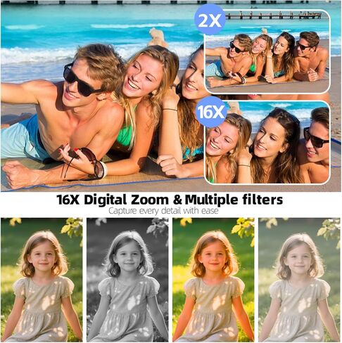 WGM 5K Digital Camera,68MP Cameras for Photography,with 16X Zoom Anti-Shake,32GB Card & Flash,Compact Portable Cameras,for Teens Adult Beginner(Black) in Saudi Arabia