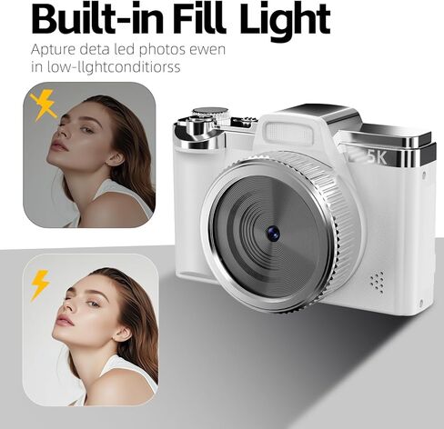 WGM 5K Digital Camera,68MP Cameras for Photography,with 16X Zoom Anti-Shake,32GB Card & Flash,Compact Portable Cameras,for Teens Adult Beginner(Black) in Saudi Arabia