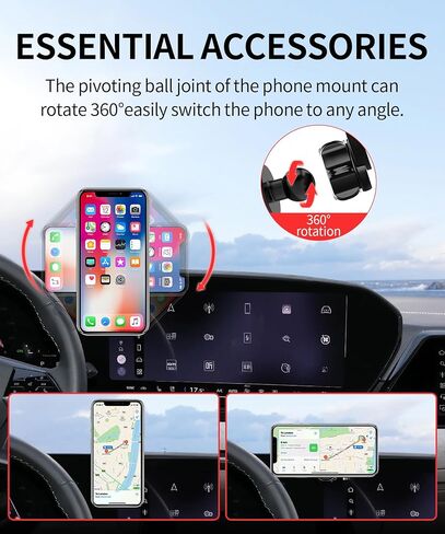 حامل هاتف السيارة لـ 2025-2026 Q5/SQ5/A5/SQ6 e-tron/Q6L e-tron 2026 Audi A6/A6 Allroad/S6/S5 ملحقات شاشة 14.5 بوصة مشبك ثابت، حامل هاتف يدور 360 درجة متوافق مع MagSafe in Kuwait