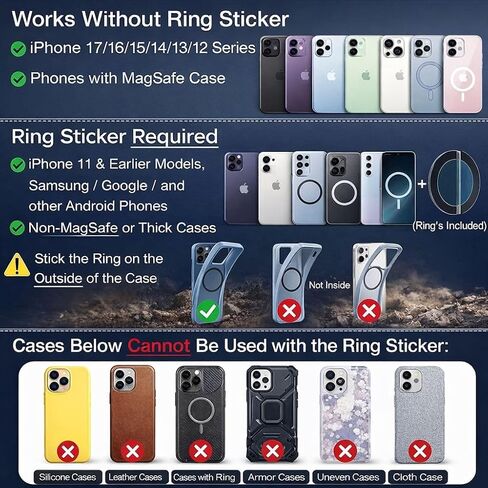 Magnetic Phone Mount for Car, Universal Suction Phone Holder 360 Adjustable for Dashboard, Windshield, Mirror and Desk, All Smartphones in Kuwait