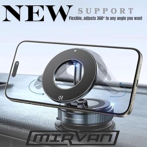 Magnetic Phone Mount for Car, Universal Suction Phone Holder 360 Adjustable for Dashboard, Windshield, Mirror and Desk, All Smartphones in Kuwait