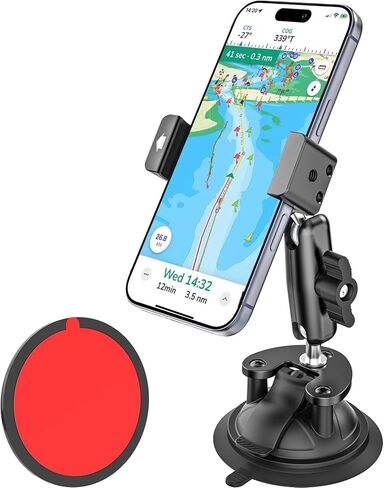 Boat Phone Holder, Strong Suction Cup Phone Mount for Marine, Deck Boat, Kayak, 360° Metal Arm Boat Dashboard Windshield Mount for iPhone 17 16 15 14 Pro Max, Galaxy, 4-7" Smartphones in Kuwait