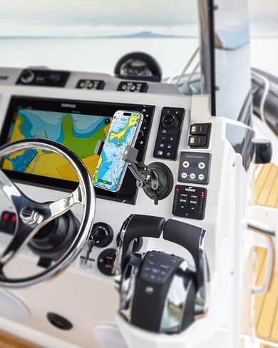 Boat Phone Holder, Strong Suction Cup Phone Mount for Marine, Deck Boat, Kayak, 360° Metal Arm Boat Dashboard Windshield Mount for iPhone 17 16 15 14 Pro Max, Galaxy, 4-7" Smartphones in Kuwait