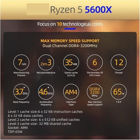 R 5 5600X R5 3.7 GHz Enam-core Dua Belas Benang 65W Prosesor CPU L3 = 32M 100-000000065 Soket AM4 Tanpa Kipas in Kuwait