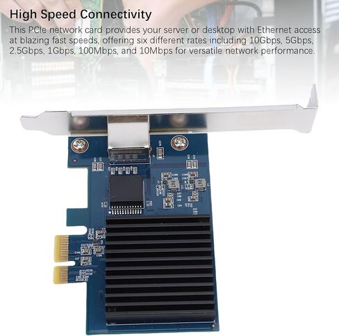 بطاقة شبكة Diyeeni 10G PCIe، منفذ واحد 10 جيجابت إيثرنت محول PCIe 4.0 x1 RJ45 متعدد - جيجابت 10، 5، 2.5، 1 جيجابت في الثانية، متوافق مع PCI Express X1، X4، X8، X16 لأجهزة الكمبيوتر الشخصية in Kuwait