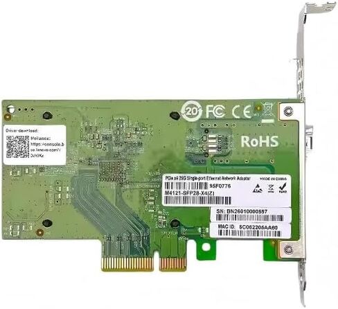 بطاقة شبكة بمنفذ بصري واحد 25 جيجا PCIE-3.0 X4 فتحة تدعم مقهى الإنترنت بدون أقراص PXE متوافق مع MCX4111A-ACAT 5G بطاقة شبكة بمنفذ واحد in Kuwait
