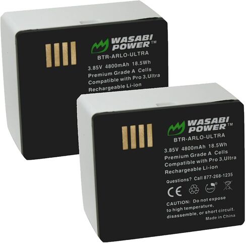 Wasabi Power Battery for Arlo Pro 3, Pro 4, Pro 5, Ultra, Ultra 2 (VMA5400, 2-Pack) in Kuwait