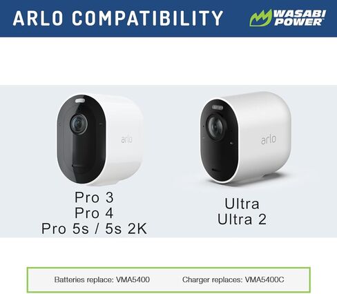 Wasabi Power Battery for Arlo Pro 3, Pro 4, Pro 5, Ultra, Ultra 2 (VMA5400, 2-Pack) in Kuwait