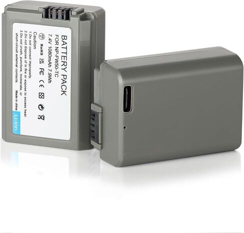 Egoway 2-Pack NP-FW50 Replacement Battery, USB-C Fast Charging Compatible with Sony Alpha ZV-E10 A6000 A6300 A6400 A6500 A5000 A5100 A7 A7II A7R A7RII A7S A7SII RX10 II III IV Camera in Kuwait
