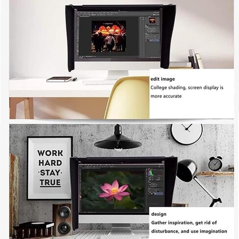 27 Inch Monitor Hood Sunshade, Adjustable All-Side Coverage Screen Sun Visor, Anti-Glare Light Blocking Cover for 17-27 Inch Desktop Monitor in Kuwait