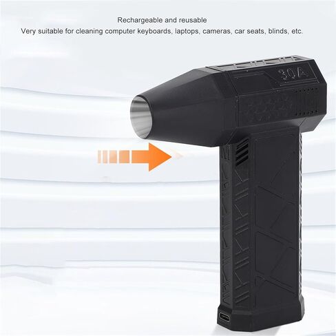Compressed Air Duster, 200W 130000RPM High Speed Turbo Electric Air Duster Fan Handheld Jet Dry Blower Dust Cleaner for Keyboard Camera (Black) in Kuwait