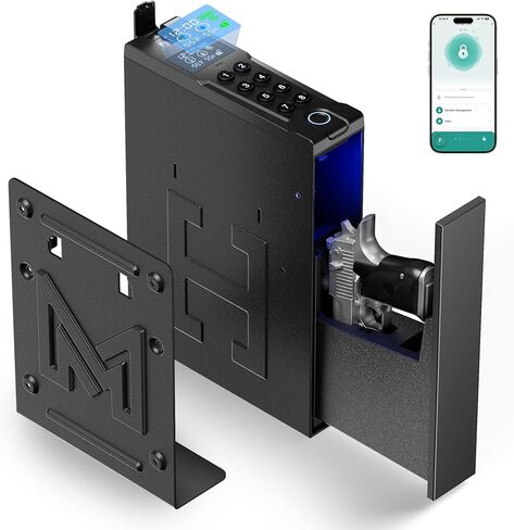 Biometric Gun Safe for Handgun, Fingerprint Handgun Safe for Home, 0.2S Quick Access Pistol Case with APP Control, Digital Keypad and LCD Display, Hand Gun Case for Nightstand, Bedside in Kuwait