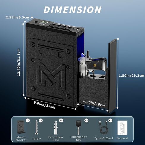 Biometric Gun Safe for Handgun, Fingerprint Handgun Safe for Home, 0.2S Quick Access Pistol Case with APP Control, Digital Keypad and LCD Display, Hand Gun Case for Nightstand, Bedside in Kuwait