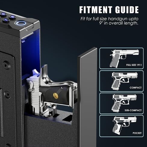 Biometric Gun Safe for Handgun, Fingerprint Handgun Safe for Home, 0.2S Quick Access Pistol Case with APP Control, Digital Keypad and LCD Display, Hand Gun Case for Nightstand, Bedside in Kuwait