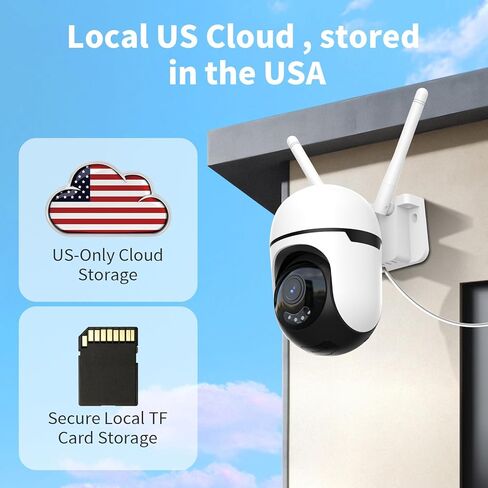 Smart Wired Security Camera Outdoor,5G&2.4G WiFi Cameras for Home Security,2K&360° PTZ Camera,911 Call for AI,IP66 Waterproof,Motion Detection,US Cloud APP&TF Card,Support Alexa in Kuwait