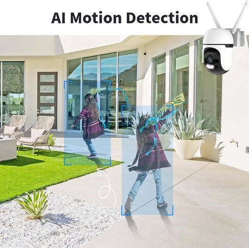 Smart Wired Security Camera Outdoor,5G&2.4G WiFi Cameras for Home Security,2K&360° PTZ Camera,911 Call for AI,IP66 Waterproof,Motion Detection,US Cloud APP&TF Card,Support Alexa in Kuwait