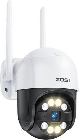ZOSI 2K Pan/Tilt WiFi Security Camera, Person Vehicle Detection, Human Tracking, 2 Way Audio, Color Night Vision, Floodlight Siren, 3MP Plug-in Weatherproof Outdoor Camera, SD Card & Cloud Storage in Kuwait