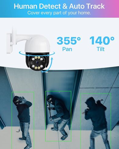 ZOSI 2K Pan/Tilt WiFi Security Camera, Person Vehicle Detection, Human Tracking, 2 Way Audio, Color Night Vision, Floodlight Siren, 3MP Plug-in Weatherproof Outdoor Camera, SD Card & Cloud Storage in Kuwait