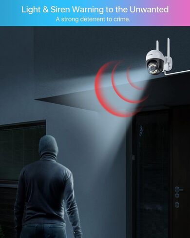 ZOSI 2K Pan/Tilt WiFi Security Camera, Person Vehicle Detection, Human Tracking, 2 Way Audio, Color Night Vision, Floodlight Siren, 3MP Plug-in Weatherproof Outdoor Camera, SD Card & Cloud Storage in Kuwait