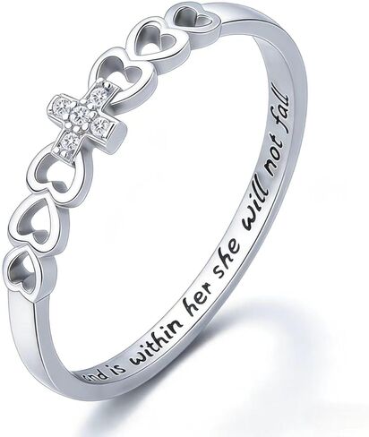 S925 Sterling Silver Cross Faith Christian Rings for Women Jewelry in Saudi Arabia