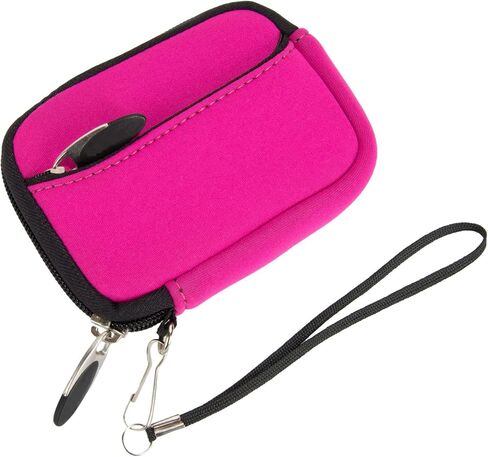 Vangoddy Compact Neoprene Accessories Pouch Bag – Wrist Strap Zip Case for Small Camera, Cables, USB Charger, Earphones & Tech Gear – Lightweight Travel Outdoor Organizer, Magenta in Kuwait