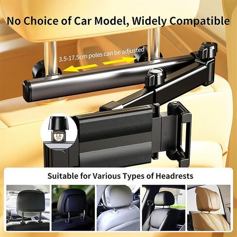 Phone Tablet Holder for Car Headrest, Foldable Tablet Stand Back Seat, 360°Rotating Car Mount, Road Trip Essentials, for 4.7-9.8" Device, Black in Kuwait